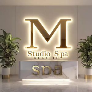 Luxury Brushed Gold Stainless Steel Backlit LED Letters for Boutique Storefront and High End Restaurant Reception Wall Sign - Product Image 5