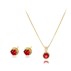 Parure de bijoux avec pierre principale ronde, style simple et élégant, collier et boucles d'oreilles en zircon cubique, pour femme, pour le quotidien et les fêtes - Product Image 3