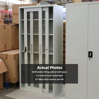 Mejor precio Diseño moderno Bookshlef Blanco Doble 2 Muebles de almacenamiento Oficina en el hogar Acero Metal Corredera Puerta de vidrio Archivador