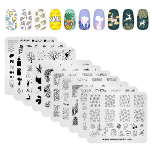KADS Plaques de tamponnage pour ongles style immaturité, pochoirs en acier inoxydable pour nail art, outil de conception de motifs pour manucure en salon, 30 motifs - Product Image 1