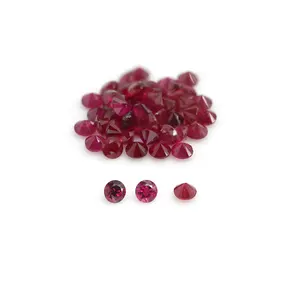 wholesale price round brilliant cut 2.0mm diamond cut natural ruby gemstone for jewelry