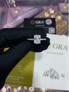 Meilleure <span class=keywords><strong>Vente</strong></span> Bague de Fiançailles et de Mariage pour Femme en Argent 925 avec Moissanite Complète de 5 <span class=keywords><strong>Carats</strong></span>, Coupe Radieuse Carrée, Couleur D, Clarté VVS, Style Classique - Product Image 6