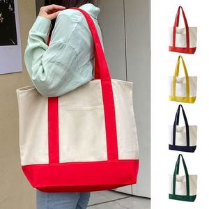 Sac fourre-tout en toile de coton coloré personnalisé avec logo, réutilisable, pour le quotidien et les voyages, grand format avec poche - Product Image 6