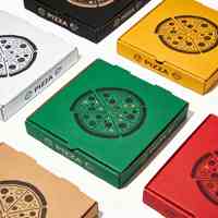 Boîte à pizza biodégradable personnalisée avec laminage mat, gaufrage, doublure en éponge, emballage alimentaire sain, impression UV, assurance qualité