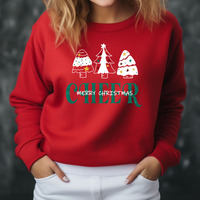 Impression en gros de Noël Cheer Glitter Vinyle Transfert Fer sur Arbre de Noël Motif Design Vêtement