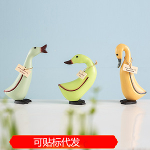 Ensemble de canards en bois style nordique, trois pièces, décoration pour salon, mariage - Product Image 5