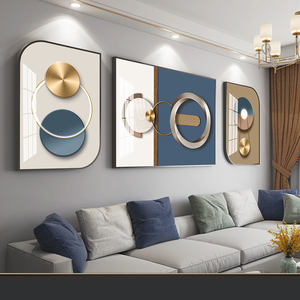 A forma di foglia di nuovo <span class=keywords><strong>design</strong></span> moderno da salotto pittura decorativa da parete di lusso 3 pezzi di cristallo porcellana pittura artistica da parete - Product Image 5