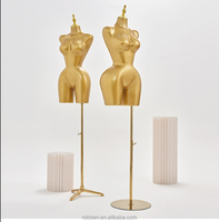 Maniquí de Mujer de Plástico Dorado de Talla Grande, de Alta Gama, con Pechos Grandes y Cintura Delgada, Modelo de Busto para Exhibición