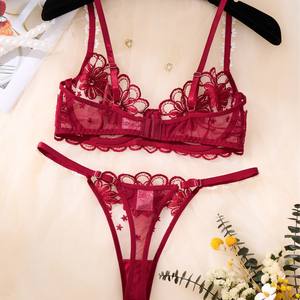 ZA825086 Pakaian Dalam Wanita Terlaris Bordir Bunga Lingerie Renda Halus Transparan Bra Celana Dalam Set <span class=keywords><strong>2</strong></span> Potong Lingerie Seksi - Product Image 2