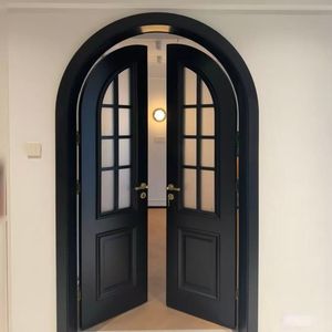 Puerta <span class=keywords><strong>de</strong></span> Entrada <span class=keywords><strong>de</strong></span> Madera Sólida con Vidrio, Estilo Arqueado, Color y Tamaño Personalizados, Estilo Francés - Product Image 4