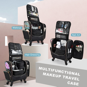 Professional Rolling Makeup Trolley Case Wheeled Travel Cosmetic <b>Storage</b> Organizer <b>Suitcase</b> with 5 Portable Toiletry Bags - Product Image 2