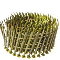 Clous de toiture en spirale lisses 1-3/4" x 0,120" électrogalvanisés peints jaune classe 4, 7200 pièces/bobine, 15 fils collés