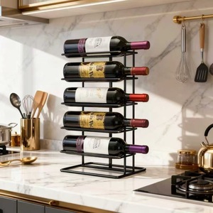 Estante para vino de hierro forjado montado en la pared, resistente al óxido, color negro, para almacenamiento en bares, cocinas y fiestas, capacidad para 7 botellas - Product Image 4