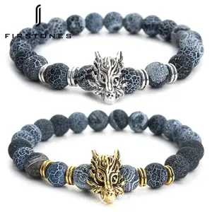 Bracelet et bijoux perles faits à la main, tête de Dragon, en agate résistante, 8mm, 1 pièce, meilleure vente