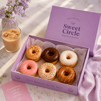 Boîte en papier personnalisée avec logo pour biscuits, crêpes, donuts et desserts, avec séparateur, pour emballage de snacks et pâtisseries à emporter en gros