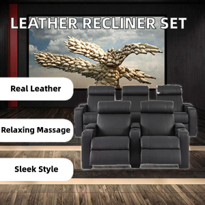 Sofá eléctrico de cuero con respaldo alto, piel de vaca de primera calidad, cómodo para descansar y dormir, conjunto de sala de cine de alta gama - Product Image 3