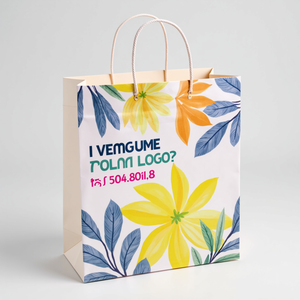 Bolsas de Regalo de Papel Blanco Reciclables, Ecológicas, Biodegradables y Reutilizables, con Laminado de Lujo y Logotipo Personalizado para Festivales - Product Image 3