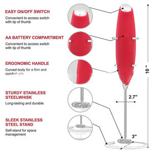 Mousseur à lait portatif WMT92 en gros, mini fouet mélangeur à piles pour boissons - Product Image 4