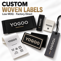 Étiquettes tissées personnalisées Yogoo pour vêtements, logos, étiquettes d'entretien et de taille, coupées droites, à coudre, vente en gros d'usine, fournisseur OEM
