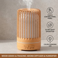 Diffuser Aroma Ultrasonik Kayu Terlaris 7 Warna Lampu Malam Kontrol Sentuh Humidifier Udara Senyap untuk Rumah Spa Ruang Yoga