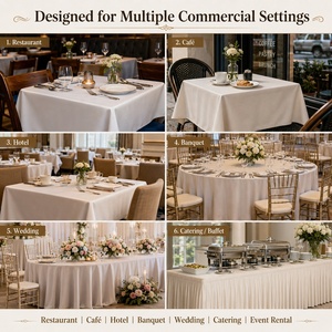 Luxury 132 <strong>Round</strong> Durable Reusable Stain Proof Wrinkle Resistant White Polyester <strong>Tablecloth</strong> Wholesale for Wedding Event Party - Product Image 6