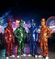 Costume de danse robotique multicolore réfléchissant pour salle de bal, avec éclairage LED, non toxique, doré, pour soirée et boîte de nuit