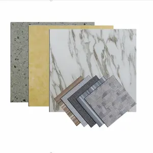 Revêtement de sol en planches auto-adhésives d'intérieur le moins cher Revêtement de sol en vinyle moderne en plastique PVC brillant Villa