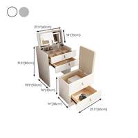 Table de toilette moderne de luxe en bois blanc avec miroir et éclairage pour chambre d'hôtel, avec tiroirs pour maquillage, style nordique