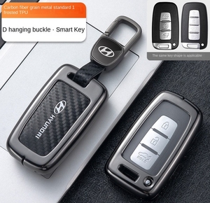 Housse de <span class=keywords><strong>clé</strong></span> de voiture unisexe au design simple en alliage de zinc, fibre de carbone et cuir pour <span class=keywords><strong>Hyundai</strong></span> Creta Transformer Aura <span class=keywords><strong>I20</strong></span> Elite 4 3 boutons - Product Image 5