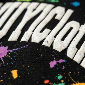 Sudadera con Capucha Negra Extra Grande para Hombre, Diseño Moderno con Estampado de Salpicaduras de Pintura Multicolor, Logotipo Personalizado WUYIClothing, Estilo Y2K, Ropa Urbana - Product Image 4