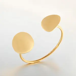 18K Gold Plating Stainless Jewelry Flower Petals Cuff Bracelet Manchette Gold Color Bangle For Women Bracelets B8785