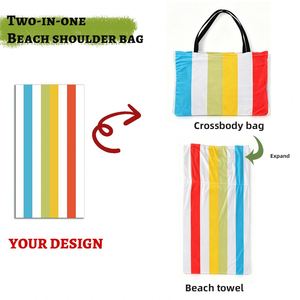 กระเป๋าสะพายข้าง 2-in-1 และผ้าเช็ดตัวชายหาด ผ้าไมโครไฟเบอร์ ป้องกันทราย แห้งเร็ว หรูหรา ทันสมัย ใช้ได้ในฤดูร้อน - Product Image 3