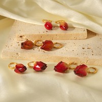 Anting Hoop Vintage Lapis Emas 18K Anti Air dari Baja Tahan Karat, Anting Bunga Mawar untuk Wanita Sehari-hari