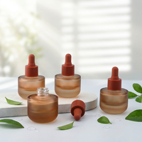 En stock – Flacons compte-gouttes en verre dépoli marron de 20 ml avec bouchon en verre sérigraphié pour huiles essentielles et cosmétiques – Vente en gros