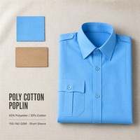 Chemise de travail pour homme à manches courtes en polycoton, boutonnée, avec deux poches poitrine et épaulettes, pour agents de sécurité et entrepôt