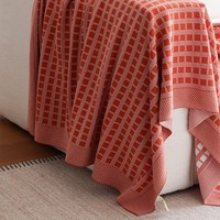 Plaid tricoté 100 % coton couleur unie style nordique moderne pour l'été, la climatisation, la décoration décontractée du canapé et l'utilisation en avion