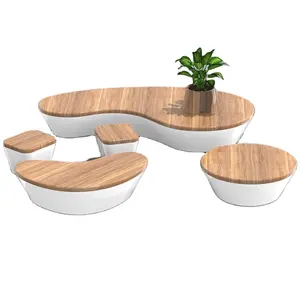 H335 Ghế Hiện Đại Bàn Flowerpot Set Customized Ngoài Trời Patio Nội Thất Vườn Đặt Nhựa Resin Ghế