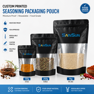Bolsa de Embalaje para Condimentos con Impresión Personalizada, Bolsa de Mylar a Prueba de Humedad, Aprobada por la FDA, con Cierre Reutilizable, 100g 250g 1kg - Product Image 1