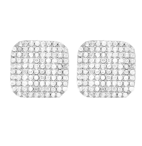 Exclusivos Pendientes de Plata en Forma de Cuadrado con Diamantes Cultivados en Laboratorio, Estilo Oro de 10K, Joyería de Boda para Regalo - Product Image 1