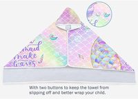 Serviette de plage à capuche personnalisée en forme de queue de sirène pour enfants, imprimé écailles vibrantes, séchage rapide, absorbante, serviette à capuche en microfibre pour enfants