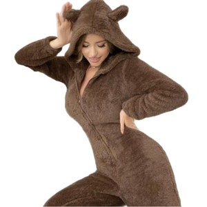 Pijama Enterizo con Capucha de <span class=keywords><strong>Oso</strong></span> Pardo para <span class=keywords><strong>Mujer</strong></span>, Suave y Cálido, de Franela, Manga Larga, para Otoño e Invierno - Product Image 5