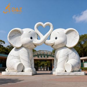 D&Z Art Group - Estatua de <span class=keywords><strong>Pareja</strong></span> de Elefantes Enamorados de Mármol Personalizada, Escultura Moderna de Elefantes Enamorados <span class=keywords><strong>con</strong></span> Corazón de Mármol para Decoración de Jardín - Product Image 3