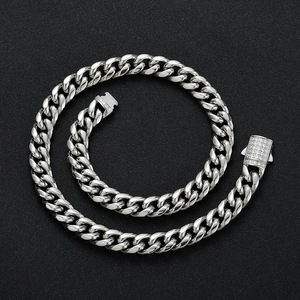 สร้อยคิวบาสแตนเลสสตีลเงาขนาด 12 มม. พร้อมตัวล็อคแบบสปริงคู่ สร้อยแฟชั่น Tanjing Lijing - Product Image 2