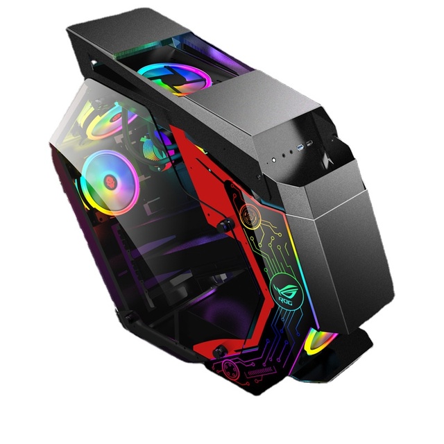 Full Tempered Glass Panel Gaming PC Case RGB Fan Computer Cases & Towers & Towers Desktop Gaming CPU Computer Hardwar