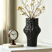 Vase en céramique imprimé en 3D TONFO, noir et blanc texturé, pot de fleurs de table, décoration minimaliste abstraite pour la maison, salon