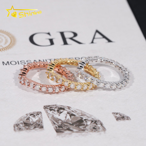 Mode Design Vvs Moissanite Ronde Band Verlovingsring Verguld <span class=keywords><strong>18K</strong></span> 925 Sterling Zilveren Trouwringen - Product Image 6