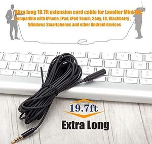 Câble d'extension <span class=keywords><strong>pour</strong></span> microphone cravate mini <span class=keywords><strong>micro</strong></span> 3,5 mm mâle vers femelle 19,7 pieds 6 mètres <span class=keywords><strong>pour</strong></span> iPhone Smartphones Android - Product Image 6