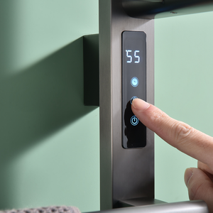 <span class=keywords><strong>Radiateur</strong></span> de salle de bain électrique gris brossé moderne avec étagère porte-serviettes, étanche, en acier inoxydable 304, chauffe-serviettes - Product Image 4