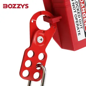 Bozzys 1 ''thép hàm 10.5mm khóa lỗ Dia an toàn công nghiệp Hasp khóa thiết bị với 6-lỗ và móc
