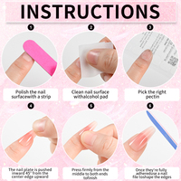 Kit de 24 Faux Ongles Press-On Courts Forme Ballerine French Manucure, Motif Papillons et Fleurs, Adhésifs, Couverture Complète Artificielle